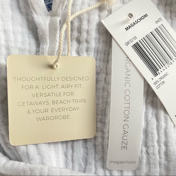 SOLD NWT Magaschoni White Cotton Gauzy Crocheted Strap Tiered Maxi Coverup - Picture 10 of 16